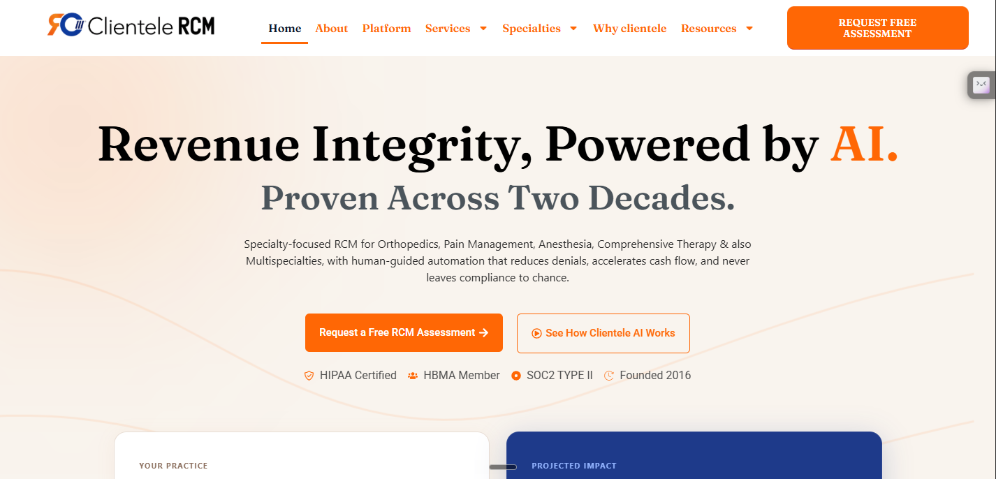 Clientele RCM website