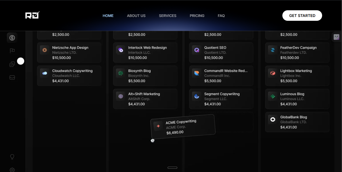 SaaS dashboard website