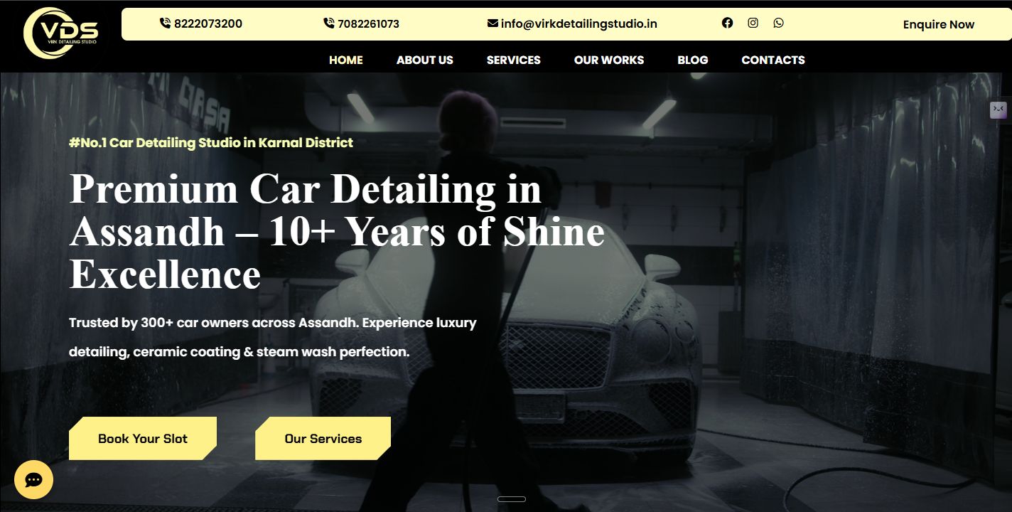 Virk Detailing Studio website